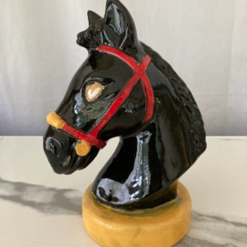 Retro Ceramic Horse Bank, Vintage Horse Head Coin Bank, Horse Penny Bank